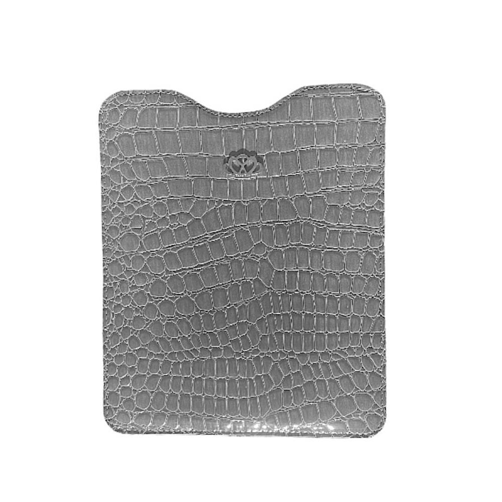 “TsariTza” Gray iPad Case Faux Crocodile with Silver Crown Logo